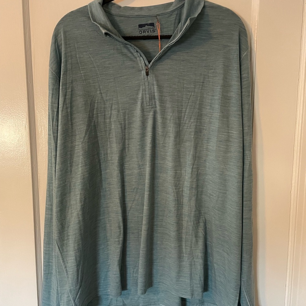 Orvis Sky Blue Merino Wool Blend Top NWT